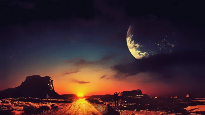 science fiction concept art stars landscape space digital 2k 4k