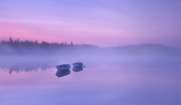 Scotland Loch Rusky Mist Morning Rowing boats Lake 2k 4k 5k