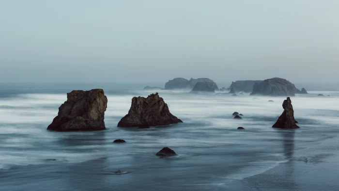 seashore illustration Worry long exposure seascape sea stacks 2k 4k 5k