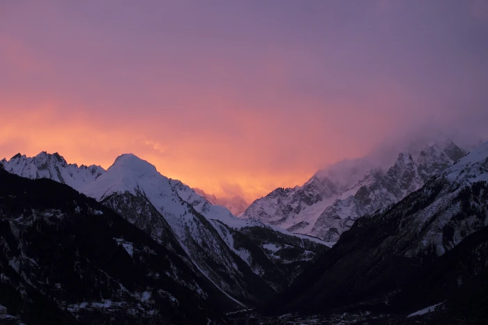 snow covered mountain during sunset scenery mont blanc 2k 4k