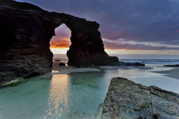 vacation ocean sea beach Playa de las Catedrales travel 2k 4k