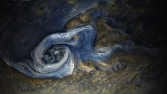 blue and brown abstract painting Jupiter atmosphere planet 2k 4k 5k