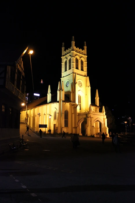 church shimla himachal india nature night architecture 2k