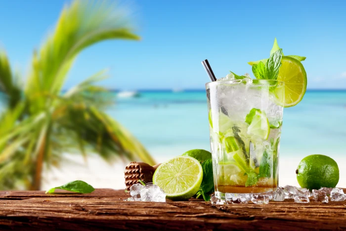 clear pint glass sea cocktail lime fresh drink Mojito tropical 2k 4k 5k