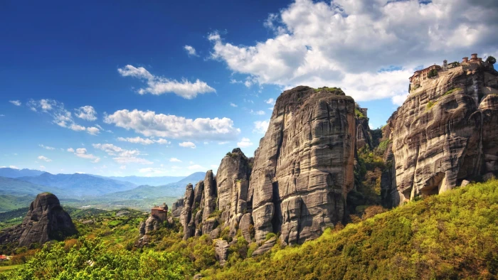 escarpment peneas valley europe greece meteora rock formation 2k 4k