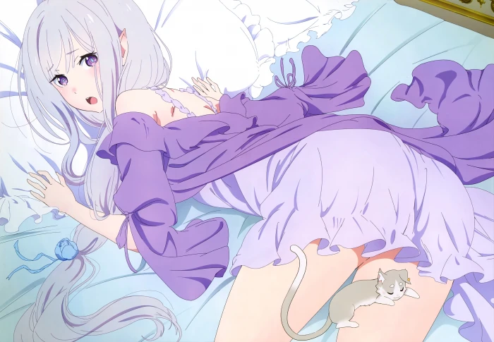 gray haired female anime character illustration Re Zero Kara Hajimeru Isekai Seikatsu 2k 4k 5k