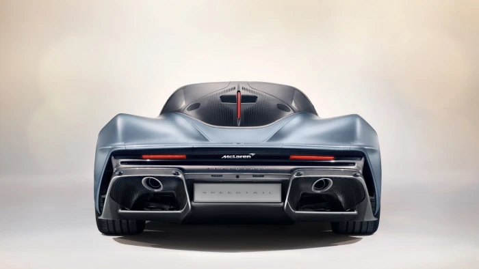 McLaren Speedtail Rear view retro styled indoors studio shot 2k 4k 5k 8k