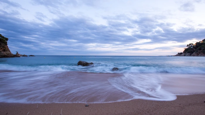 panoramic photography of beach and stones lover sea seaside 2k 4k 5k