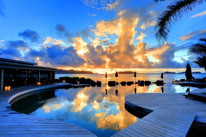 pool sunset St Barth tourism travel Hotel Christopher 2k 4k 5k