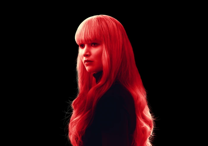 Red Sparrow Jennifer Lawrence studio shot black background 2k 4k 5k 8k