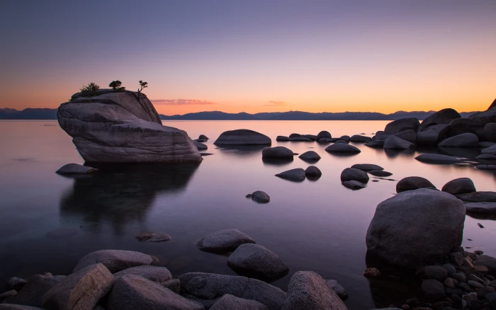 rocky seaside during sunset tahoe Shores Explore Lake 2k 4k 5k