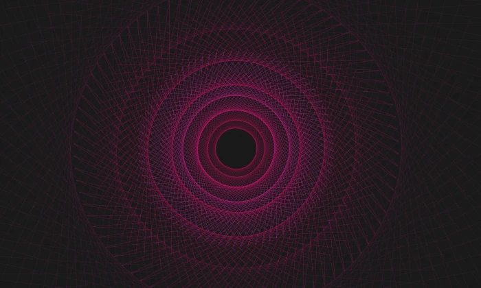 round purple light wireframe pattern black background abstract 2k