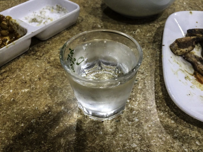 Shot of Soju after Korean BBQ alcohol drink public domain 2k