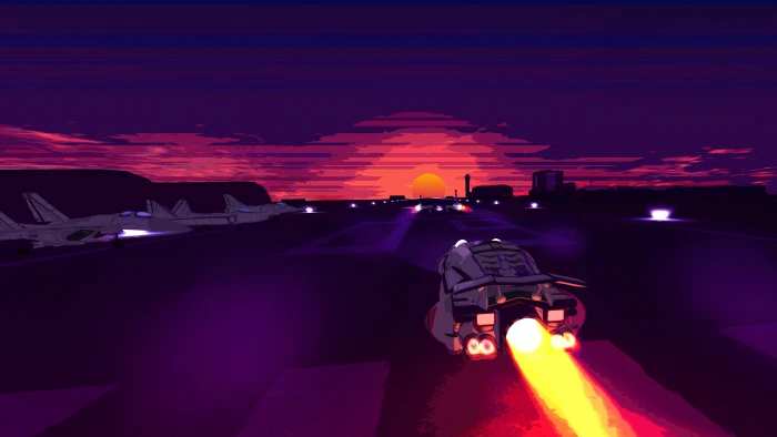 Sunset Neon Battle station Retro Space 2k 4k 5k 8k