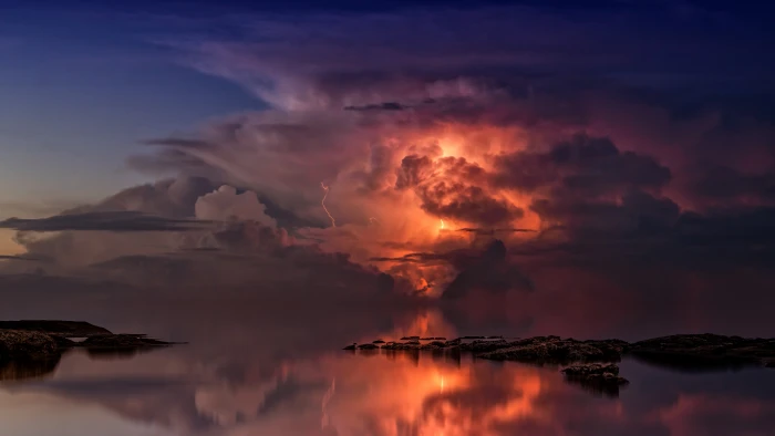 thunderstorm ocean nature hd 2k 4k 5k