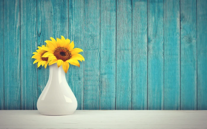 two yellow sunflowers in white ceramic vase sun flower vintage 2k