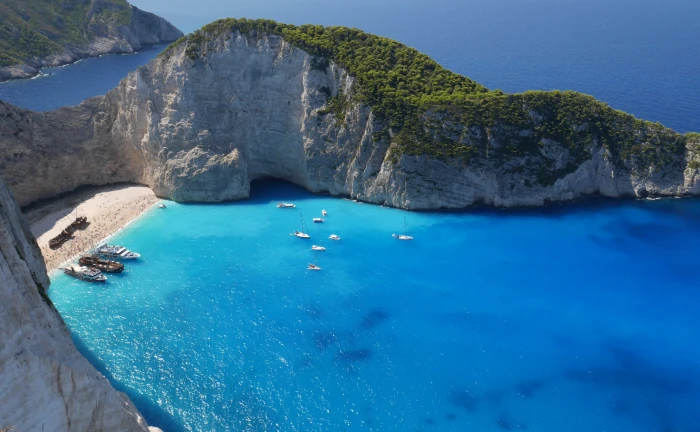 Zakynthos HD Wallpaper cove Europe Greece beach blue lagoon 2k 4k