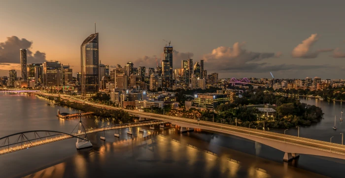 australia brisbane city sunset gold traffic river bridges 2k 4k 5k
