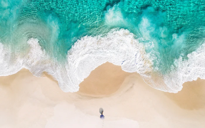 Beach iOS 10 Stock HD water sea land motion people high angle view 2k