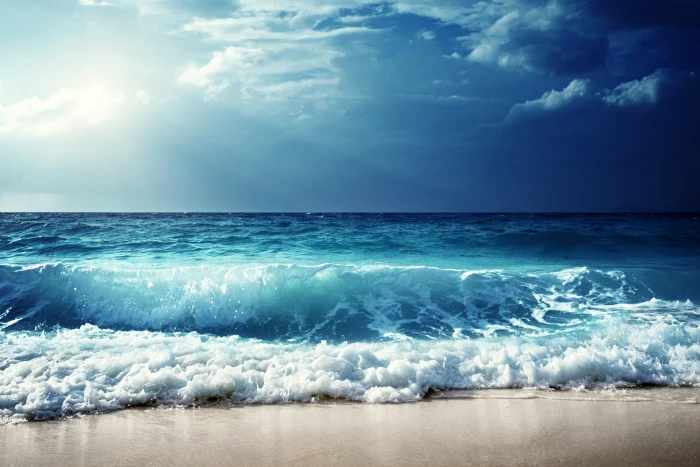 beach wallpaper sea wave shore seascape sand nature blue 2k 4k 5k