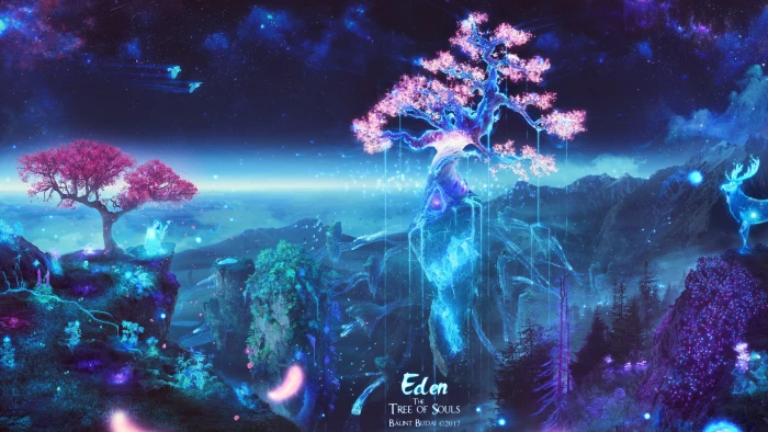 Eden tree illustration photo of pink cherry blossoms trees 2k 4k