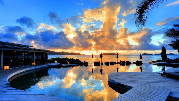 Infinity Pool during sunset St Barth wallpaper Hotel Christopher 2k 4k 5k