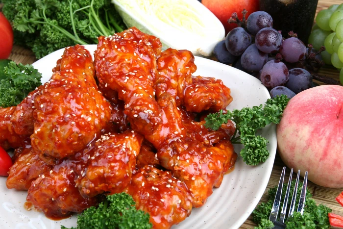 Korean fried chicken spicy food and drink healthy eating 2k 4k