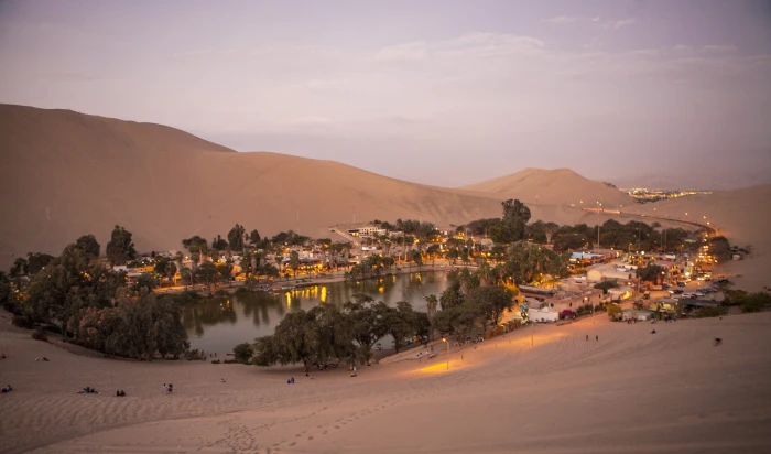 oasis under blue sky peru huacachina sandboarding of 2k 4k