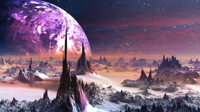 spiked spiky fantasy art landscape scifi science fiction 2k 4k