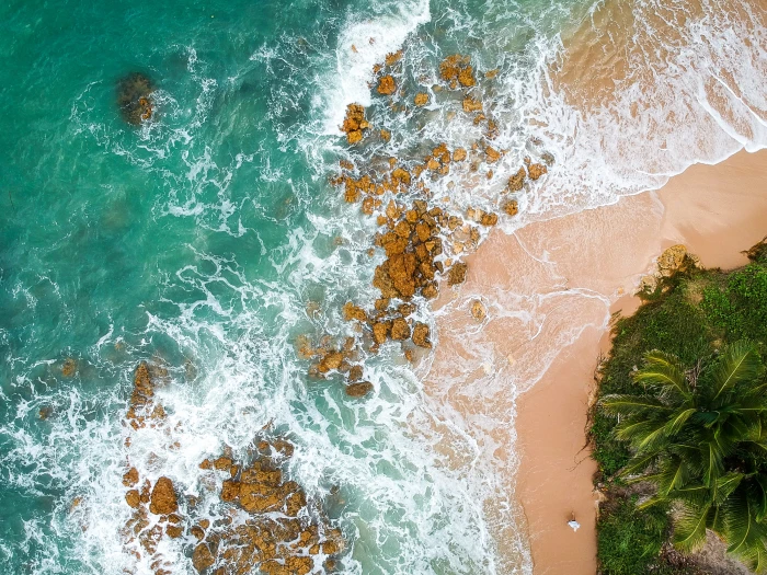 Aerial Photography of Seashore beach bird s eye view daylight 2k