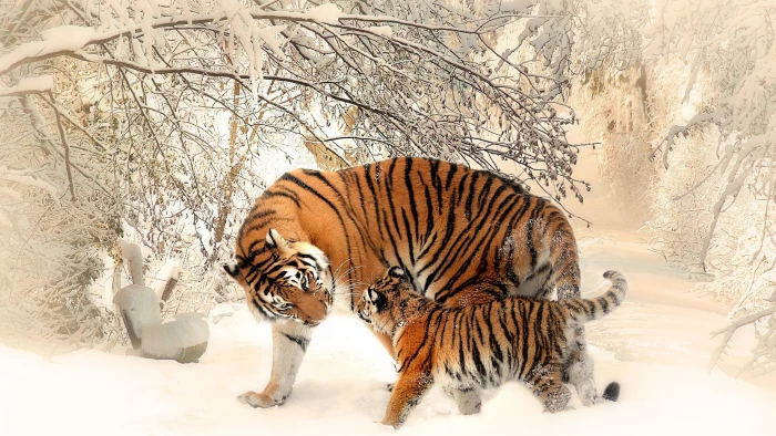 brown and black tiger cub animals nature baby 2k 4k