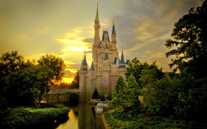 castle Cinderella sunset 2k 4k