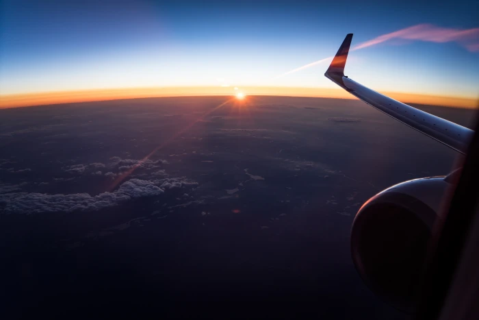 clouds sunset airplane nature hd sky air vehicle 2k 4k 5k