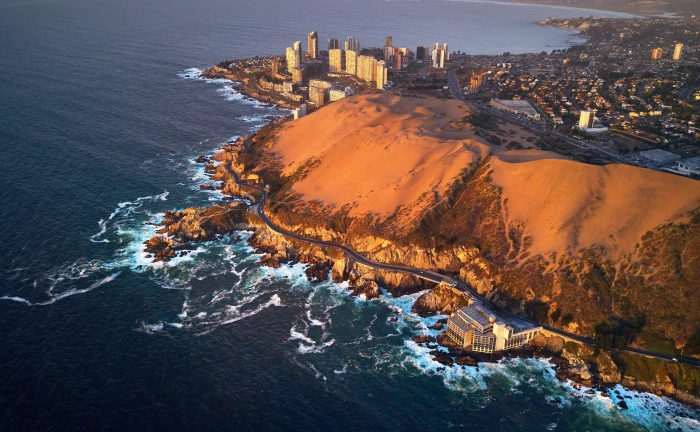 Concon Dunes South America Chile Ocean View Sand Aerial 2k 4k