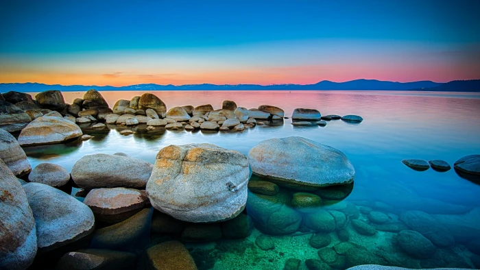 horizon united states lake tahoe sunrise dawn coast 2k 4k 5k