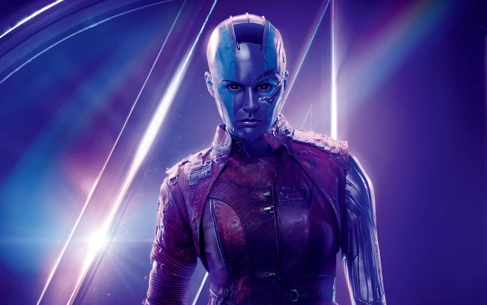 Karen Gillan as Nebula in Avengers Infinity War illuminated 2k 4k