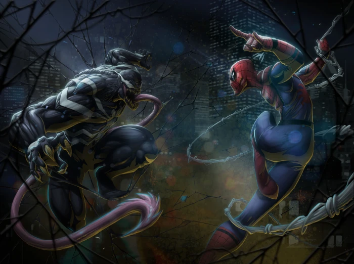 Marvel Comics Spider Man vs Venom artwork Artistic Fantasy 2k 4k 5k