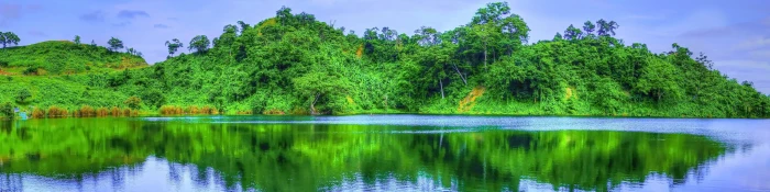 mountain reflection on body of water panorama lake 2k 4k 5k