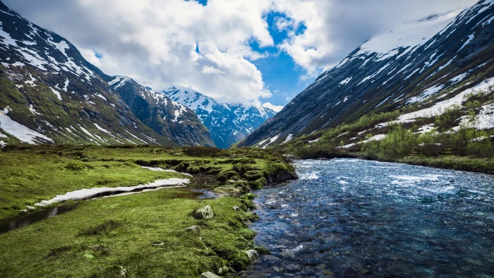 nature mountain landscape valley mountains sky glacier 2k 4k