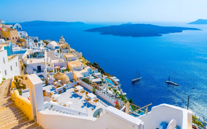 Santorini Island In Greece White Architecture Blue Sea Beautiful Photo Landscape Ultra Hd Wallpapers Images For Desktop And Mobile 2k 4k