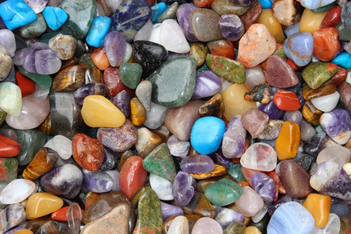 scattered assorted color pebbles gems stones crystal gemstone 2k 4k 5k