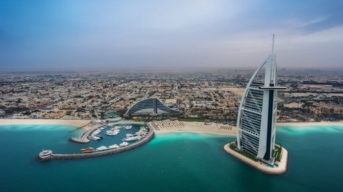 sea beach coast building Bay panorama Dubai UAE Burj Al Arab 2k 4k 5k