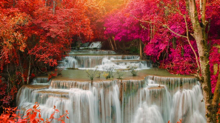si sawat deep forest landscape asia paradise waterfall 2k 4k