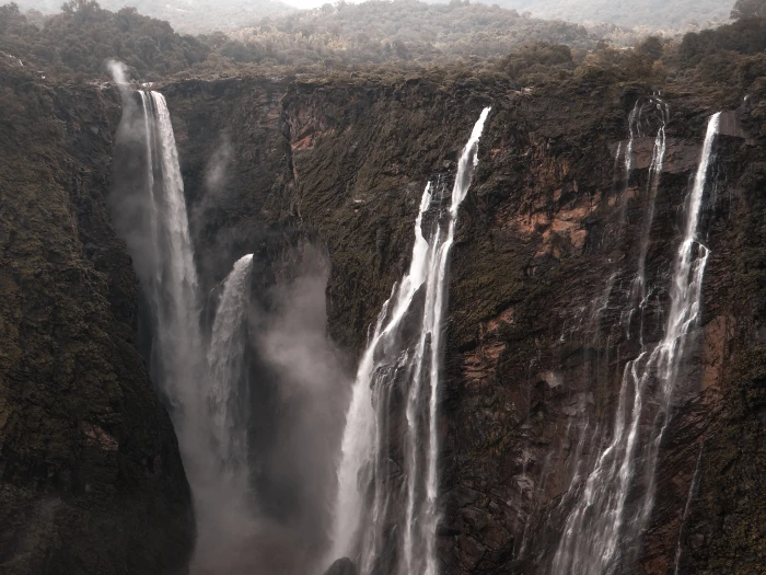 waterfalls during daytime india jog falls river outdoors 2k 4k 5k