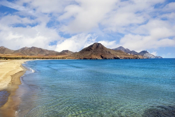 beach sky sea clouds costa mountain cabo de gata almeria 2k 4k 5k