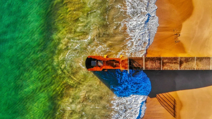 Bird s Eye View Photo Of Beach Shore aerial shot from above 2k 4k