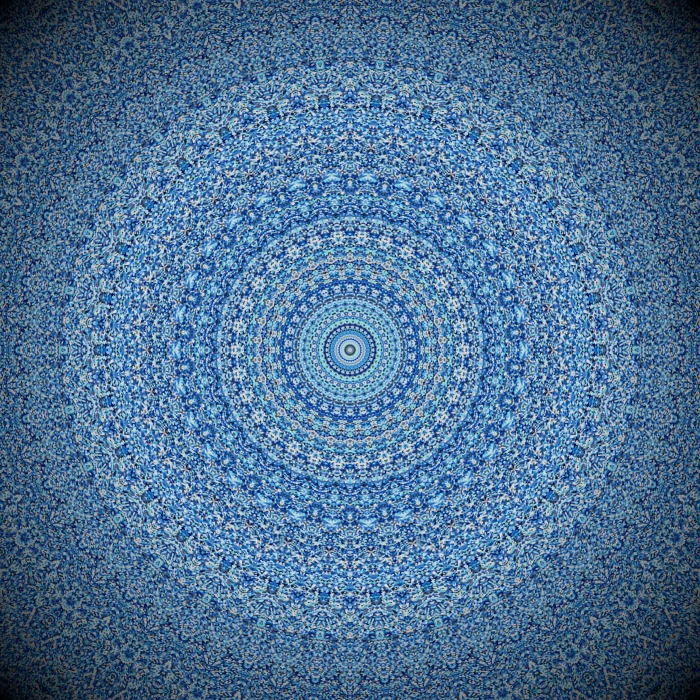 blue mandala illustration white textile background pattern 2k