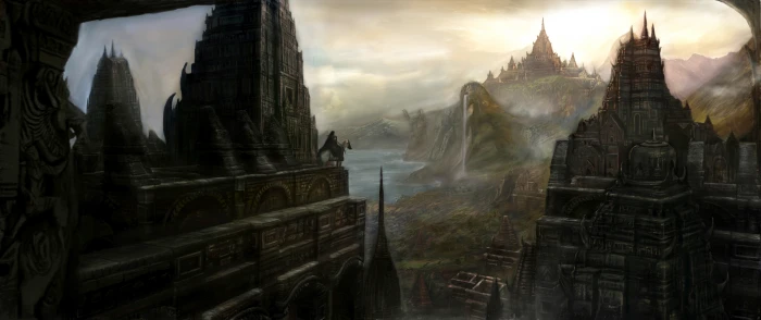 concrete ruins wallpaper multiple display fantasy art landscape 2k 4k 5k 8k 10k