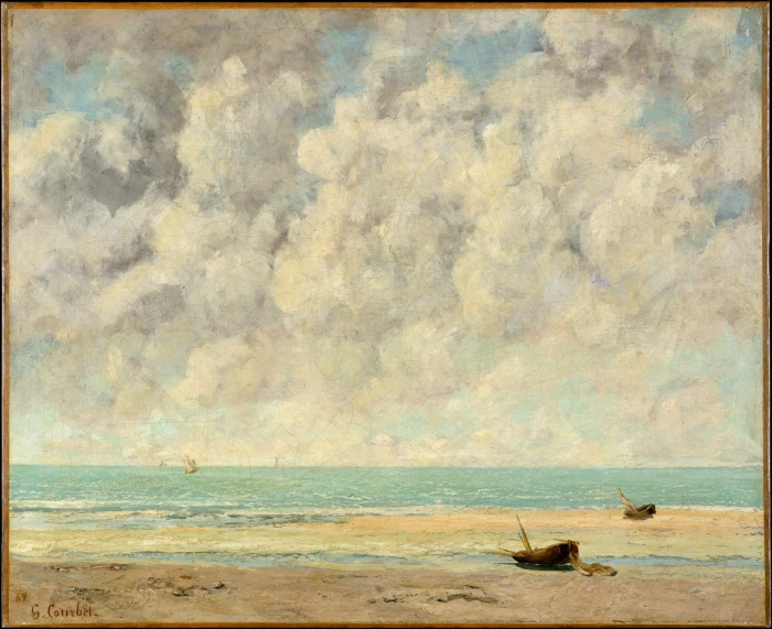 Gustave Courbet classic art oil painting sea water beach 2k 4k