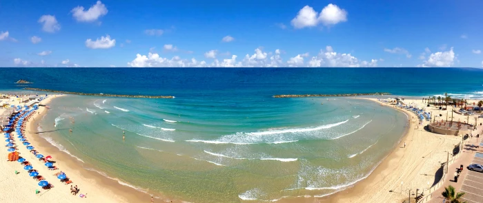 Israel Netanya Panorama Sea Wave vacation beach the mediterranean sea 2k 4k 5k